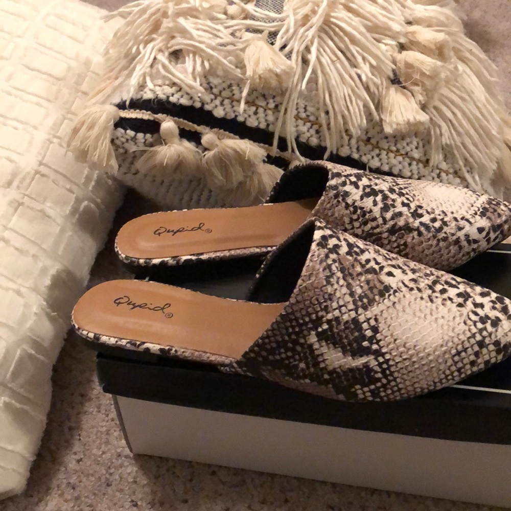 Snakeskin Mules